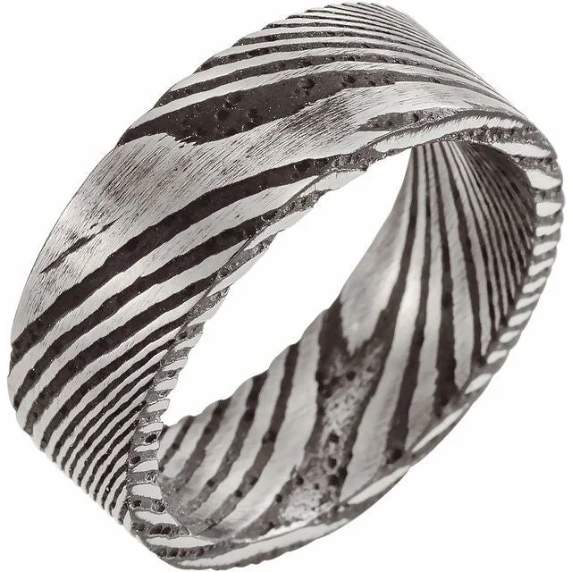 Men's diamond - encrusted engagement rings for a luxurious touchDamascus Steel 8 mm Patterned Flat Band Men's diamond - encrusted engagement rings for a luxurious touchDamascus Steel 8 mm Patterned Flat Band