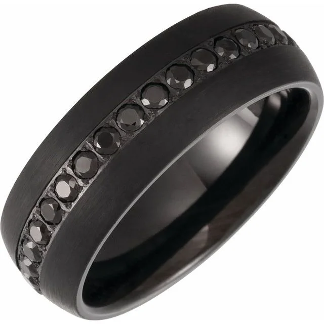Men's lightweight rings for all - day comfortTungsten Black PVD Imitation Black Zircon Dome Comfort-Fit Band Men's lightweight rings for all - day comfortTungsten Black PVD Imitation Black Zircon Dome Comfort-Fit Band