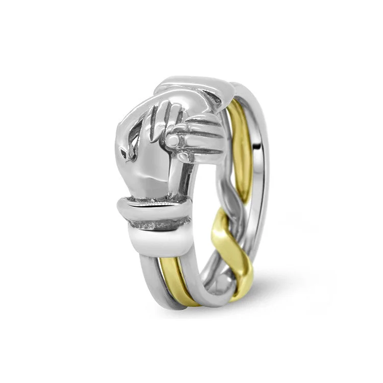 Puzzle rings with a starburst design for a celestial lookMens Gold 3CR-M