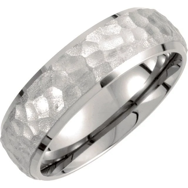 Men's citrine - studded rings for a sunny yellow shadeTitanium 7 mm Hammered Finish Beveled Edge Band Men's citrine - studded rings for a sunny yellow shadeTitanium 7 mm Hammered Finish Beveled Edge Band