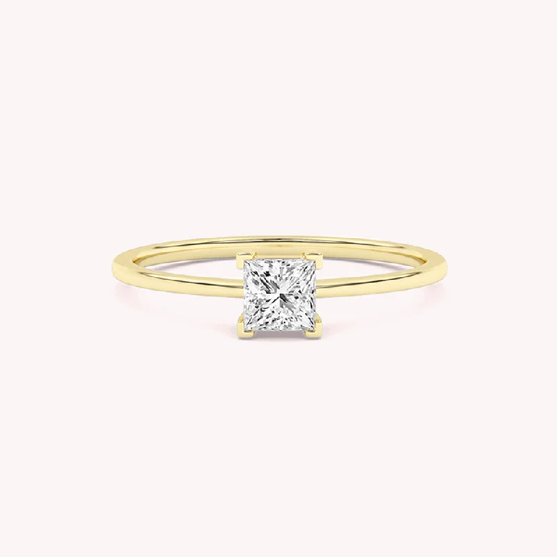 Men's Gold Pinky Rings with a Simple Band DesignAaliyah Solitaire Engagement Ring