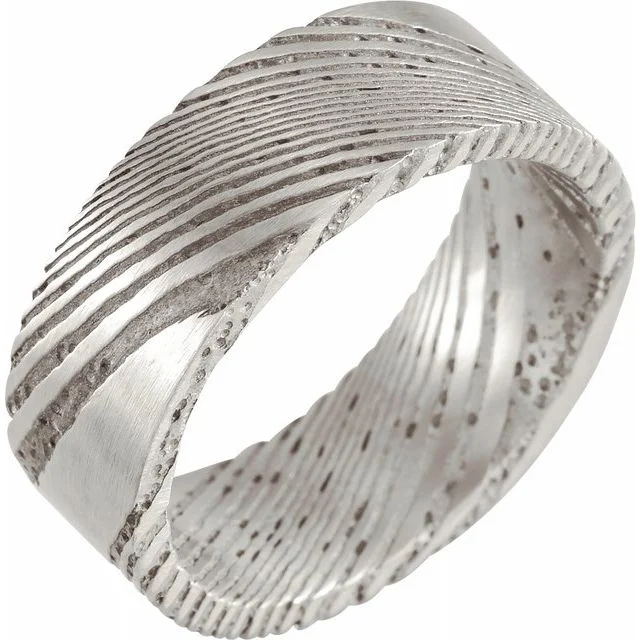 Men's budget - friendly rings for cost - conscious shoppersDamascus Steel 8 mm Flat Patterned Band Men's budget - friendly rings for cost - conscious shoppersDamascus Steel 8 mm Flat Patterned Band