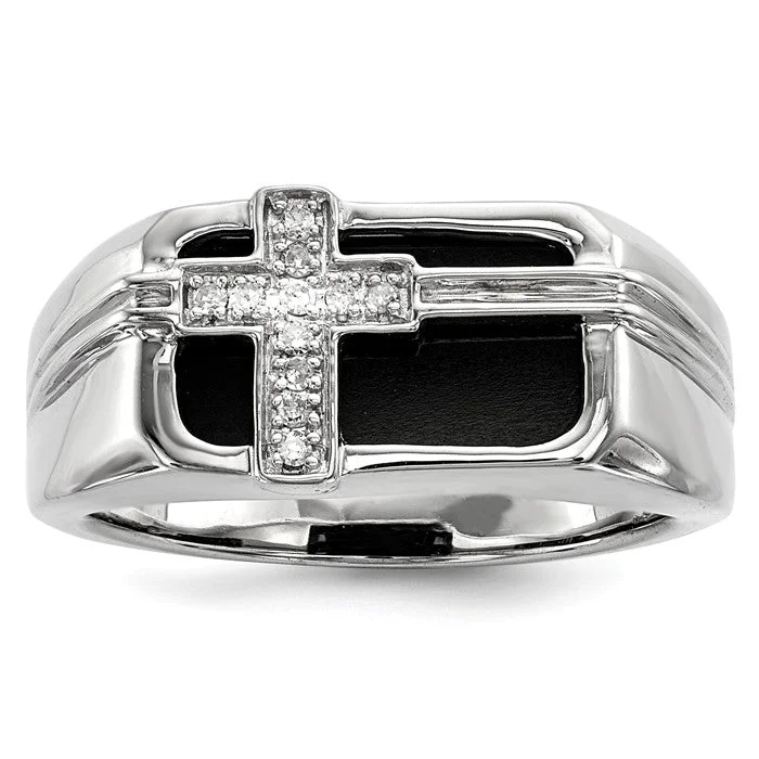 Men's hematite - ring for a metallic gray lusterSterling Silver Black Onyx and Diamond Cross Men's Ring Men's hematite - ring for a metallic gray lusterSterling Silver Black Onyx and Diamond Cross Men's Ring