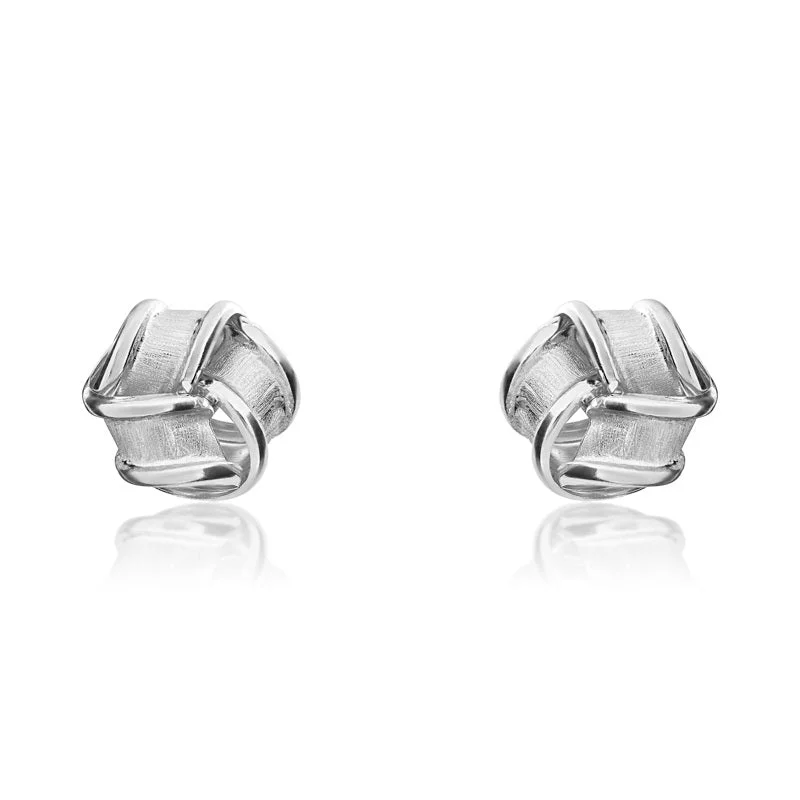 9ct White Gold 10mm Looped Knot Stud Earrings