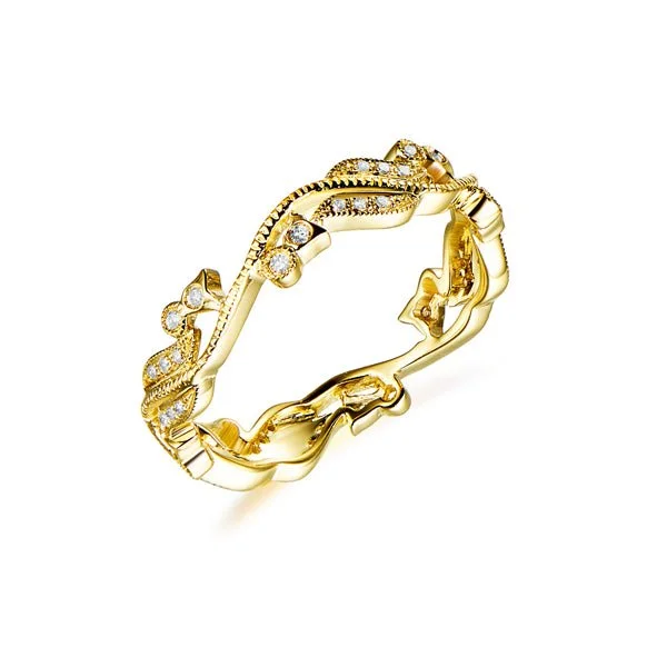 Sterling silver anniversary rings featuring heart - shaped cutoutsVintage Diamond Eternity Leaf Wedding Band 14K Yellow Gold Sterling silver anniversary rings featuring heart - shaped cutoutsVintage Diamond Eternity Leaf Wedding Band 14K Yellow Gold