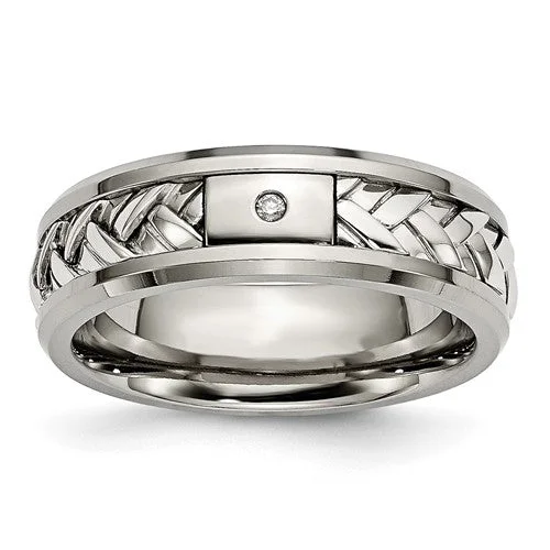 Men's sapphire - set rings for a royal blue hueTitanium with Sterling Silver Inlay Diamond 7mm Band Men's sapphire - set rings for a royal blue hueTitanium with Sterling Silver Inlay Diamond 7mm Band