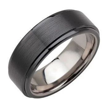 Men's lightweight rings for all - day comfortTungsten & Ceramic Couture® 8 mm Ridged Band Men's lightweight rings for all - day comfortTungsten & Ceramic Couture® 8 mm Ridged Band