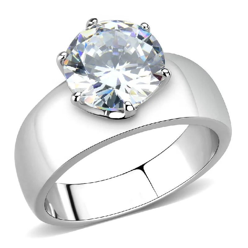 Anniversary rings with birthstones of both partnersCJ52004 Wholesale Women's Stainless Steel AAA Grade CZ Clear Round Solitaire Ring Anniversary rings with birthstones of both partnersCJ52004 Wholesale Women's Stainless Steel AAA Grade CZ Clear Round Solitaire Ring