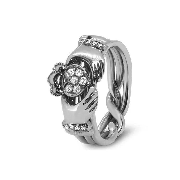 Infinity symbol puzzle rings for a symbolic touchUnisex Claddagh Platinum Diamond 3AM-UD
