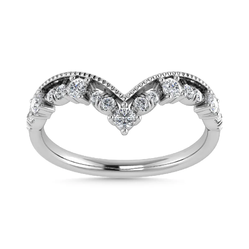 Adjustable Women's Diamond Rings with a Flexible Band for a Comfortable and Custom Fit10K White Gold Diamond 1/5 CTW Chevron Anniversary Band Adjustable Women's Diamond Rings with a Flexible Band for a Comfortable and Custom Fit10K White Gold Diamond 1/5 CTW Chevron Anniversary Band