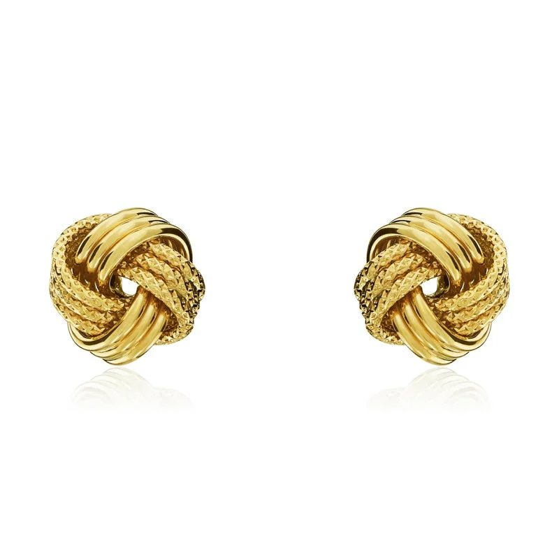 9ct Yellow Gold 9mm Looped Knot Stud Earrings