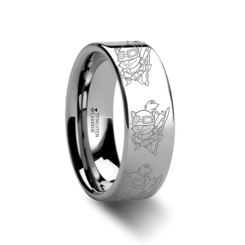 Men's gold signet rings with engraved initialsThorsten Teemo Swift Scout Polished Tungsten Engraved Ring League of Legends Band - 4mm-12mm Men's gold signet rings with engraved initialsThorsten Teemo Swift Scout Polished Tungsten Engraved Ring League of Legends Band - 4mm-12mm