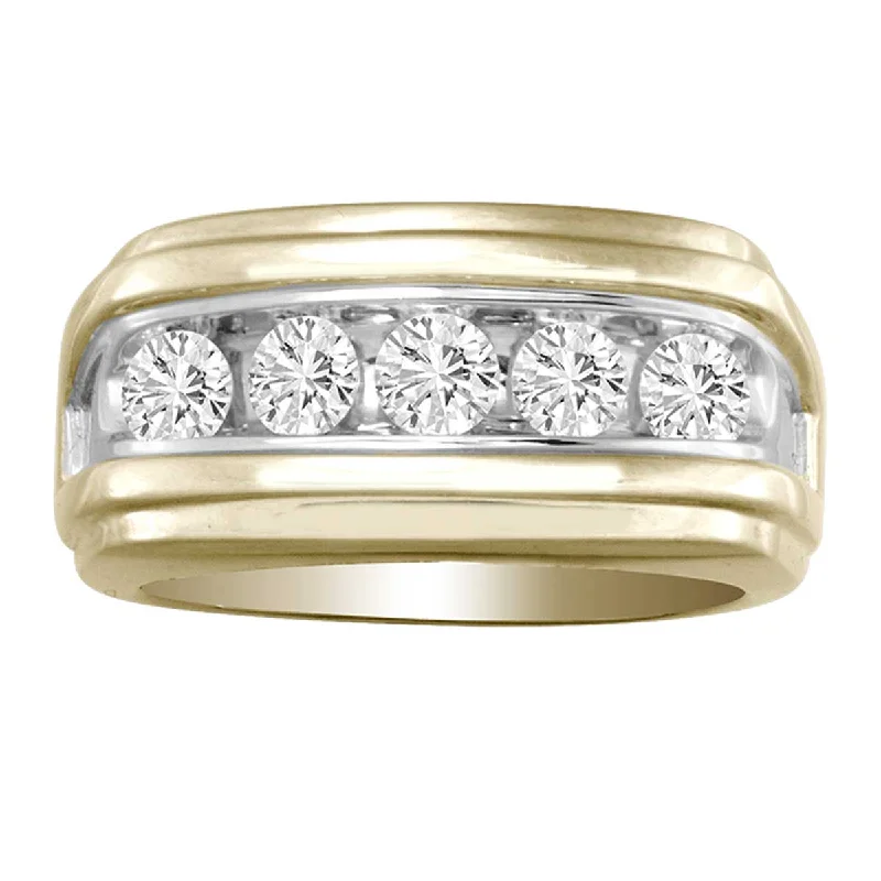 Cluster - Style Women's Diamond Rings with Multiple Small Diamonds Arranged in a Stunning Pattern14K Yellow Gold 1.00 CT. TW. Round Cut 5-Stone Diamond Flat Top Band Men's Ring Cluster - Style Women's Diamond Rings with Multiple Small Diamonds Arranged in a Stunning Pattern14K Yellow Gold 1.00 CT. TW. Round Cut 5-Stone Diamond Flat Top Band Men's Ring