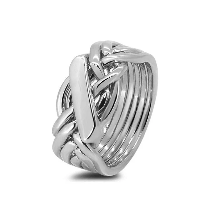 Puzzle rings with a compass rose for a sense of directionMens Platinum 61H-M