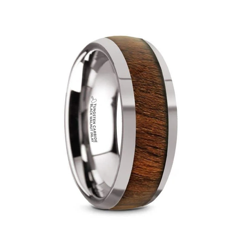 Men's anchor - themed rings for a nautical lookThorsten JUGLAN Tungsten Carbide Polished Finish Men’s Domed Wedding Ring with Exotic Black Walnut Wood Inlay - 8mm Men's anchor - themed rings for a nautical lookThorsten JUGLAN Tungsten Carbide Polished Finish Men’s Domed Wedding Ring with Exotic Black Walnut Wood Inlay - 8mm