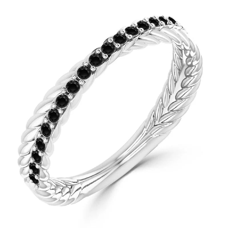 Vintage - Style Women's Diamond Rings with Floral - Engraved Bands and Multiple Diamond AccentsAuriya 10K Gold 1/5ct TDW Stackable Twisted Rope Black Diamond Wedding Band Vintage - Style Women's Diamond Rings with Floral - Engraved Bands and Multiple Diamond AccentsAuriya 10K Gold 1/5ct TDW Stackable Twisted Rope Black Diamond Wedding Band