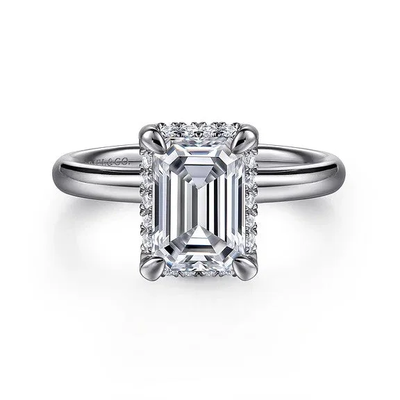 Men's Peridot Engagement Rings in 14K Gold - Filled Metal with a Micro - Pave SettingSymphony - 14K White Gold Emerald Cut Hidden Halo Diamond Engagement Ring (Setting Only) Men's Peridot Engagement Rings in 14K Gold - Filled Metal with a Micro - Pave SettingSymphony - 14K White Gold Emerald Cut Hidden Halo Diamond Engagement Ring (Setting Only)