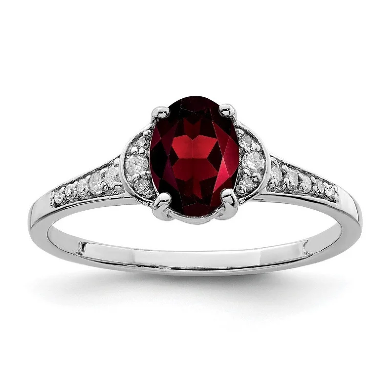 Channel - Set Women's Diamond Rings with Diamonds Securely Held in a Metal Groove for DurabilityCurata 925 Sterling Silver Polished Open back Diamond and Garnet Ring Channel - Set Women's Diamond Rings with Diamonds Securely Held in a Metal Groove for DurabilityCurata 925 Sterling Silver Polished Open back Diamond and Garnet Ring
