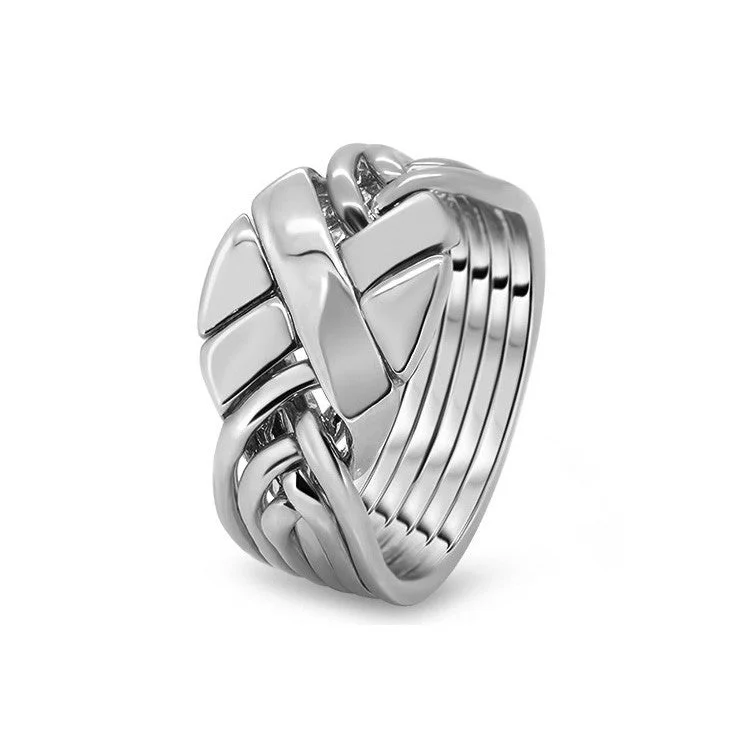 Puzzle rings with a mermaid motif for a fantasy lookMens Platinum 6APC-M