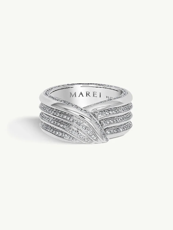 Interlocking Band Women's Rings in White Gold for a Modern DesignPharaoh II Pavé-Set Brilliant White Diamond Ring In Platinum Interlocking Band Women's Rings in White Gold for a Modern DesignPharaoh II Pavé-Set Brilliant White Diamond Ring In Platinum