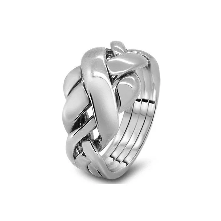 Puzzle rings with birthstones embedded in each bandMens Platinum 4RC-M