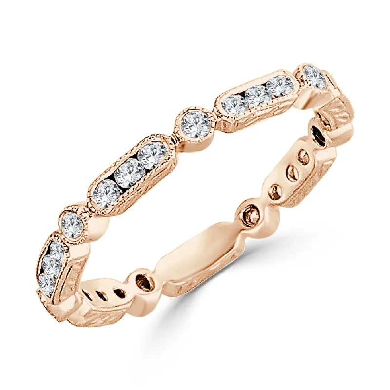Tennis - Style Women's Diamond Rings with a Continuous Row of Diamonds for a Classic and Versatile LookAuriya Petite Vintage Stackable Diamond Wedding Band 1/10ct TDW 10K Gold Tennis - Style Women's Diamond Rings with a Continuous Row of Diamonds for a Classic and Versatile LookAuriya Petite Vintage Stackable Diamond Wedding Band 1/10ct TDW 10K Gold