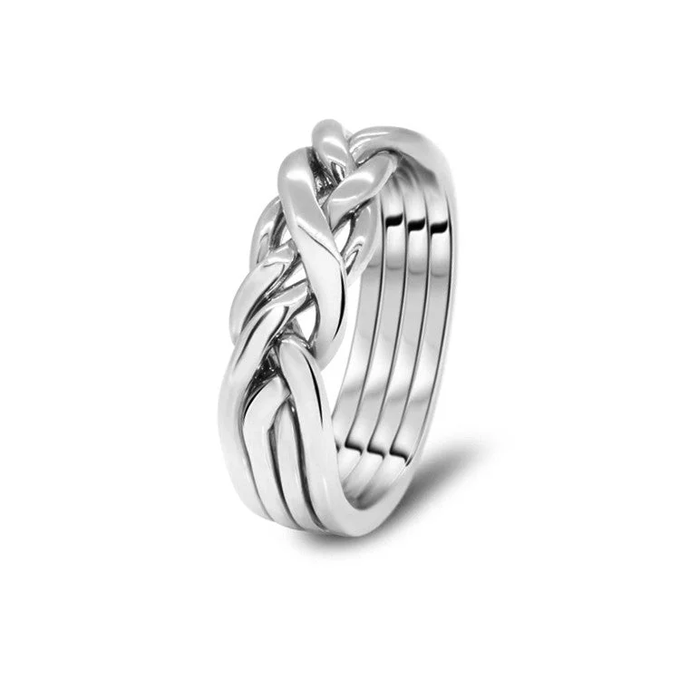 Puzzle rings with a hummingbird design for joy and energyMens Platinum 4CW-M
