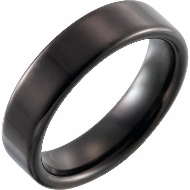 Men's oxidized silver rings for an antique lookBlack PVD Tungsten 6 mm Flat Band