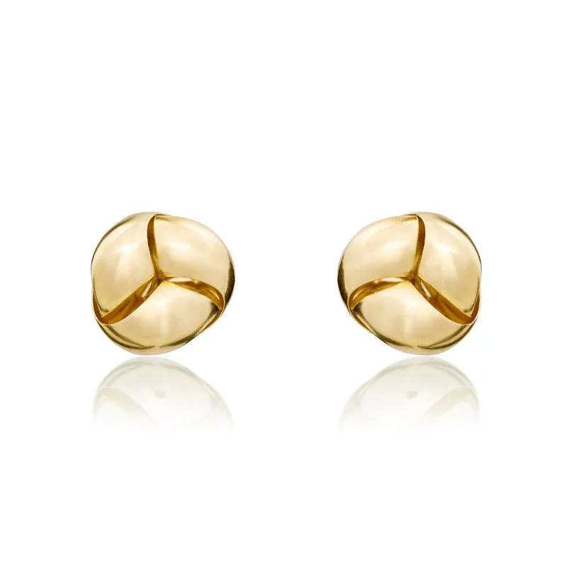 9ct Yellow Gold 7.5mm Looped Knot Stud Earrings