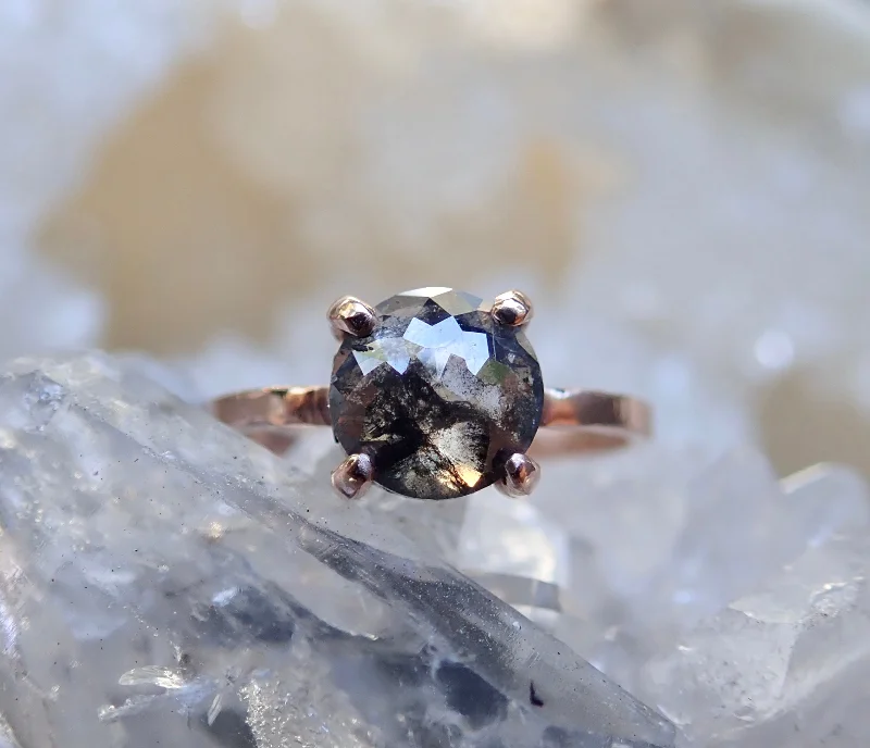Adjustable Women's Diamond Rings with a Flexible Band for a Comfortable and Custom FitCustom: Round Rose Cut Salt and Pepper Diamond Ring Adjustable Women's Diamond Rings with a Flexible Band for a Comfortable and Custom FitCustom: Round Rose Cut Salt and Pepper Diamond Ring