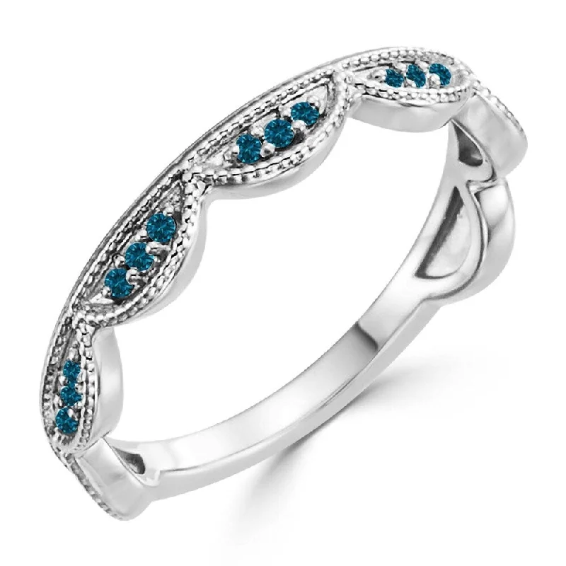 Cathedral - Style Women's Diamond Rings with a Raised Center Setting and Elaborate MetalworkAuriya 10k Gold 1/8ctw Stackable Crown Blue Diamond Ring Cathedral - Style Women's Diamond Rings with a Raised Center Setting and Elaborate MetalworkAuriya 10k Gold 1/8ctw Stackable Crown Blue Diamond Ring