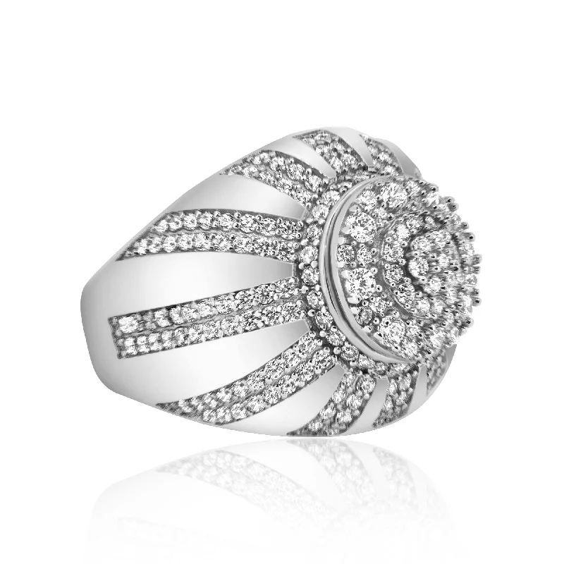 Men's Viking - inspired rings with ancient symbolsMen's Sterling 925 Sterling Silver Rhodium Dome CZ Encrusted Raising Sun Ring - GMR00352 Men's Viking - inspired rings with ancient symbolsMen's Sterling 925 Sterling Silver Rhodium Dome CZ Encrusted Raising Sun Ring - GMR00352