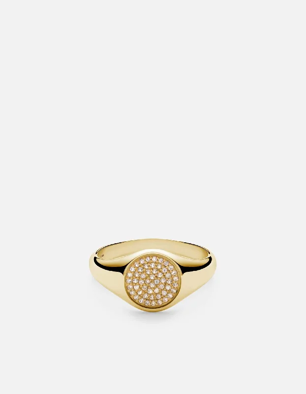 Silicone Women's Rings for a Comfortable and Durable OptionHorizon Signet Ring, 14k Gold Pavé