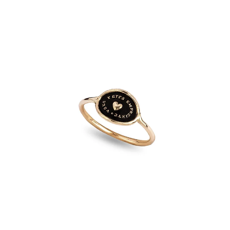Women's Rings with Hidden Compartments for Secret KeepsakesHeart Print 14K Gold Mini Talisman Ring Women's Rings with Hidden Compartments for Secret KeepsakesHeart Print 14K Gold Mini Talisman Ring