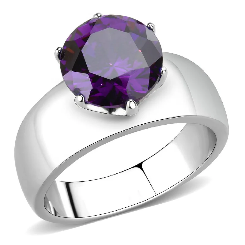 Infinity - symbol anniversary rings for eternal loveCJ52002 Wholesale Women's Stainless Steel AAA Grade CZ Amethyst Round Solitaire Ring Infinity - symbol anniversary rings for eternal loveCJ52002 Wholesale Women's Stainless Steel AAA Grade CZ Amethyst Round Solitaire Ring