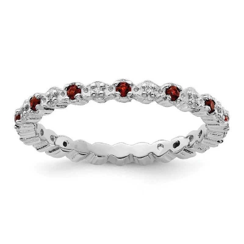 Adjustable Women's Diamond Rings with a Flexible Band for a Comfortable and Custom FitCurata 925 Sterling Silver Polished Prong set Stackable Expressions Garnet and Diamond Ring Adjustable Women's Diamond Rings with a Flexible Band for a Comfortable and Custom FitCurata 925 Sterling Silver Polished Prong set Stackable Expressions Garnet and Diamond Ring