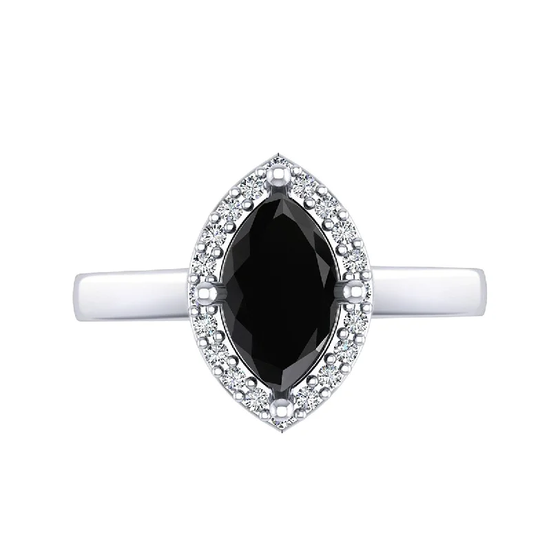 Women's Solitaire Diamond Rings with Round - Cut Diamonds and Platinum Settings for an Elegant EngagementAuriya 1 5/8ct Marquise-cut Halo Black Diamond Ring 14k Gold Women's Solitaire Diamond Rings with Round - Cut Diamonds and Platinum Settings for an Elegant EngagementAuriya 1 5/8ct Marquise-cut Halo Black Diamond Ring 14k Gold