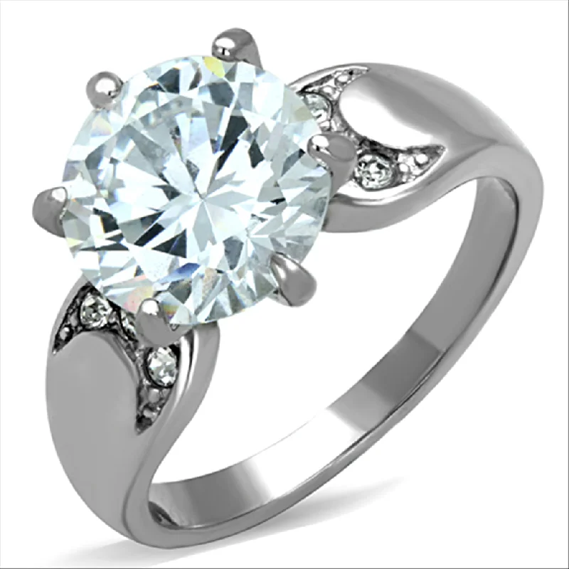 Anniversary rings with a bezel - set diamond for securityCJE1536 Wholesale Stainless Steel Clear CZ Round Cut Solitaire Ring Anniversary rings with a bezel - set diamond for securityCJE1536 Wholesale Stainless Steel Clear CZ Round Cut Solitaire Ring