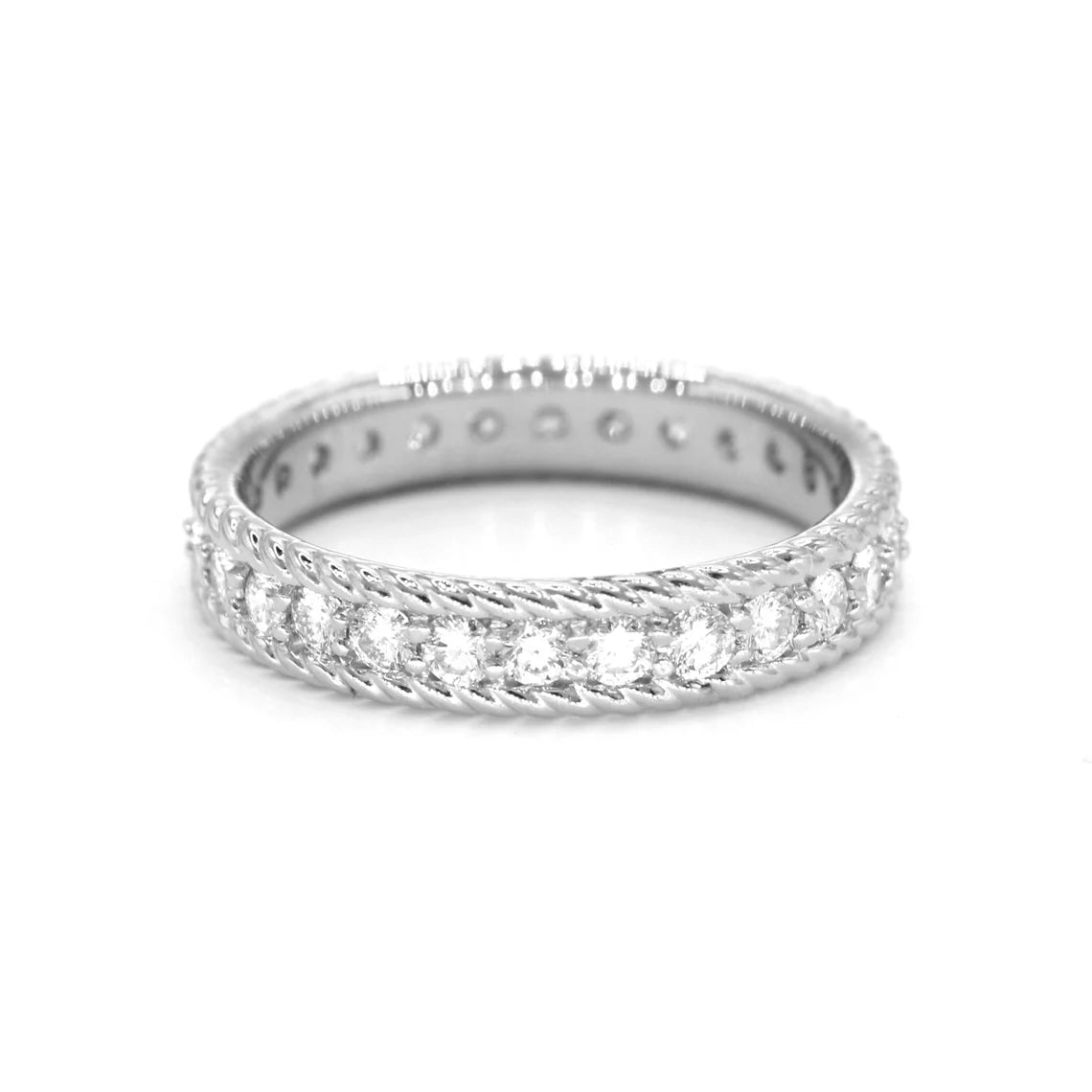 Heart - Shaped Women's Diamond Rings in Rose Gold for a Romantic and Symbolic Gift0.90 ct. Diamond Eternity Band, Rope Designed Edge Ring Vintage Inspired Heart - Shaped Women's Diamond Rings in Rose Gold for a Romantic and Symbolic Gift0.90 ct. Diamond Eternity Band, Rope Designed Edge Ring Vintage Inspired