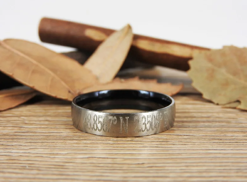 Interlocking Band Women's Rings in White Gold for a Modern DesignLatitude Longitude Ring, Coordinate Ring, Longitude Latitude, Personalized Ring, Personalized Jewelry,ring coordinates Interlocking Band Women's Rings in White Gold for a Modern DesignLatitude Longitude Ring, Coordinate Ring, Longitude Latitude, Personalized Ring, Personalized Jewelry,ring coordinates