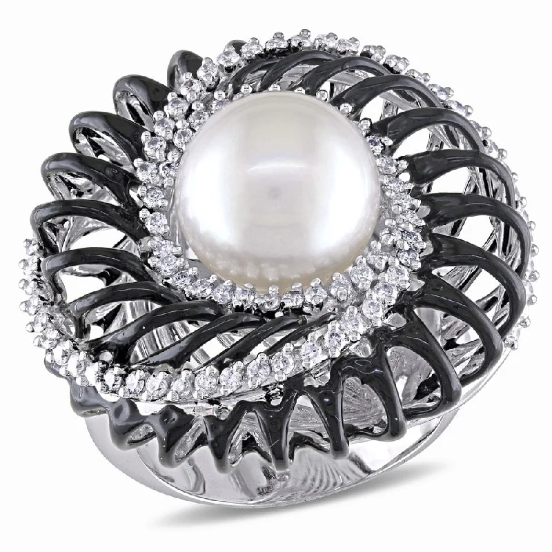 Miadora Signature Collection 18k White Gold South Sea Pearl and 5/8ct TDW Diamond Ring (G-H, SI1-SI2 Miadora Signature Collection 18k White Gold South Sea Pearl and 5/8ct TDW Diamond Ring (G-H, SI1-SI2