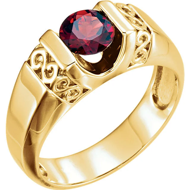Men's glow - in - the - dark rings for a fun effect14k Gold Men's Mozambique Garnet Ring Men's glow - in - the - dark rings for a fun effect14k Gold Men's Mozambique Garnet Ring
