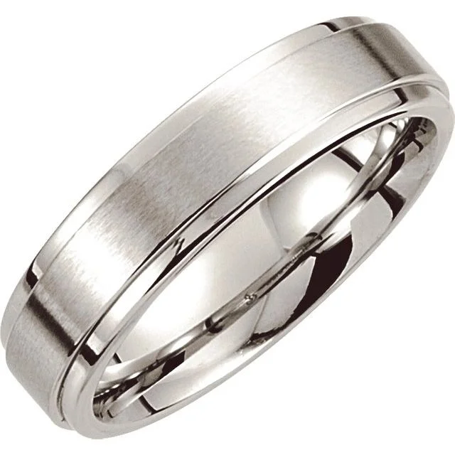 Men's anchor - themed rings for a nautical lookCobalt 6 mm Satin Finished Ridged Band Men's anchor - themed rings for a nautical lookCobalt 6 mm Satin Finished Ridged Band