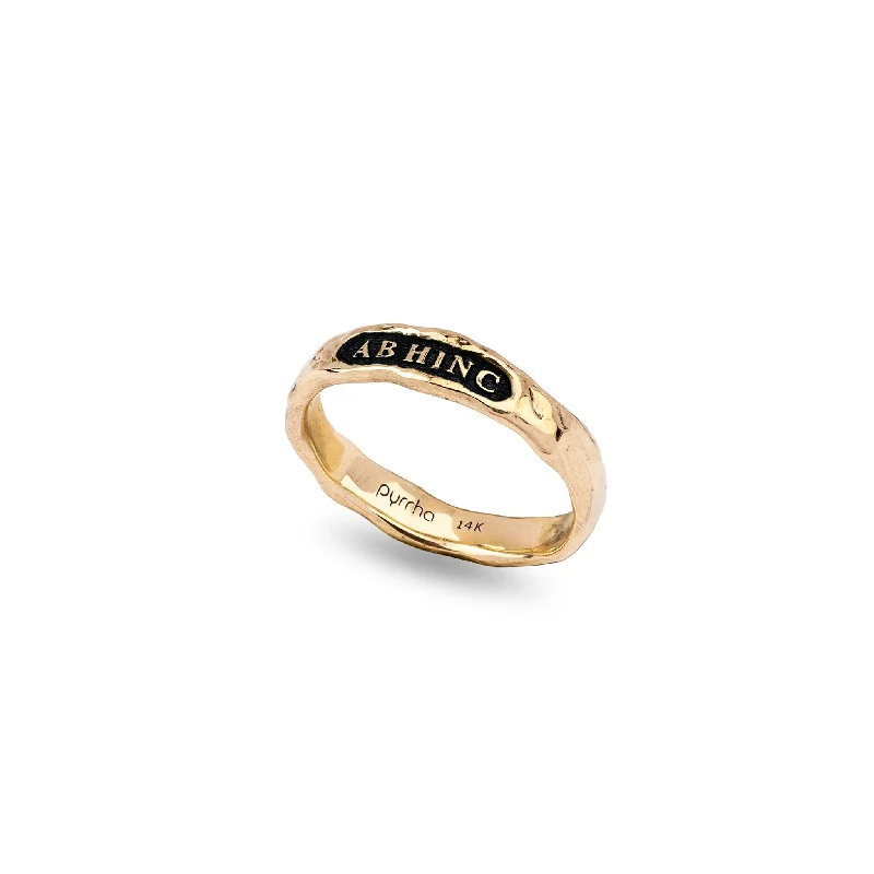 Minimalist Women's Rings with a Single Pearl in 14K Gold - Plated BandsFrom Here On Narrow 14K Gold Textured Band Ring Minimalist Women's Rings with a Single Pearl in 14K Gold - Plated BandsFrom Here On Narrow 14K Gold Textured Band Ring