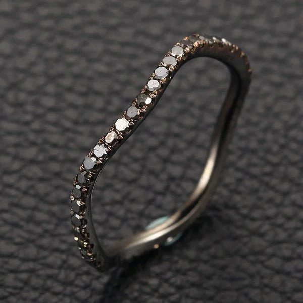 White gold anniversary rings with a sleek appearanceBlack Diamond Curved Full Eternity Wedding Band 14K White Gold White gold anniversary rings with a sleek appearanceBlack Diamond Curved Full Eternity Wedding Band 14K White Gold