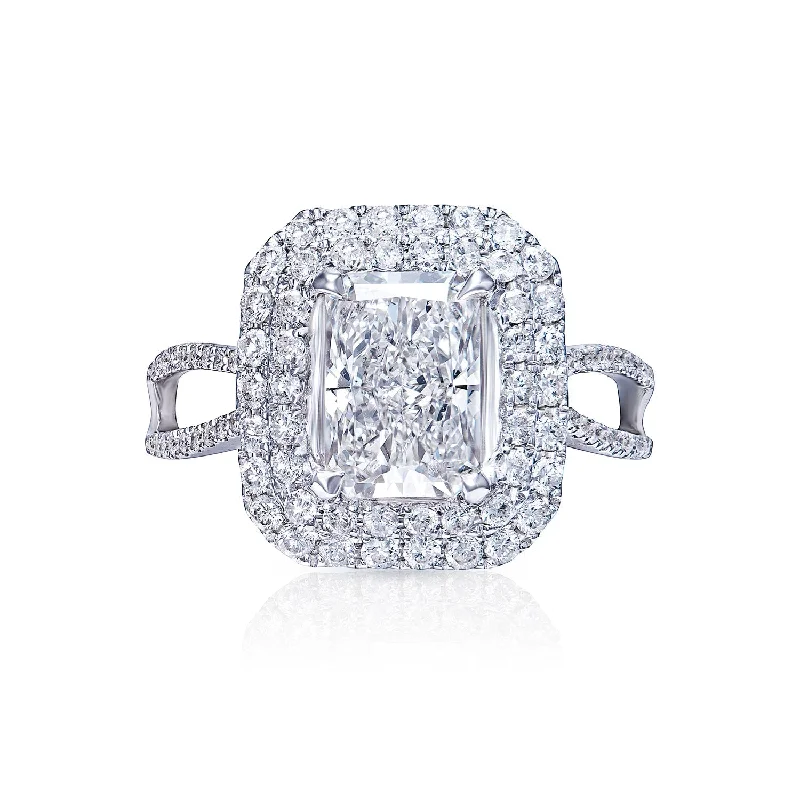 Art Deco - Inspired Women's Diamond Rings with Geometric Designs and Baguette - Cut Diamonds3 Carat Cushion Cut Lab Grown Diamond Engagement Ring Double Halo IGI Certified Art Deco - Inspired Women's Diamond Rings with Geometric Designs and Baguette - Cut Diamonds3 Carat Cushion Cut Lab Grown Diamond Engagement Ring Double Halo IGI Certified