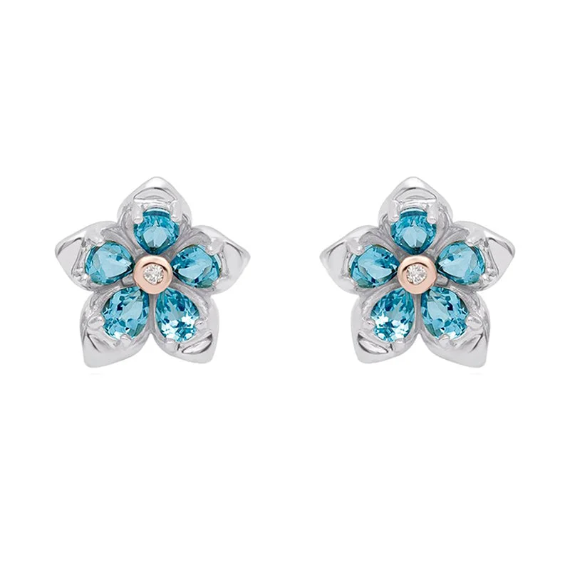 Clogau Forget Me Not Sterling Silver Topaz Stud Earrings D