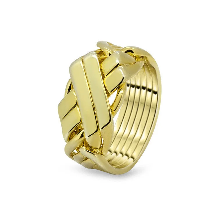 Puzzle rings with a dragonfly pattern for change and adaptabilityMens Gold 6BFX-M
