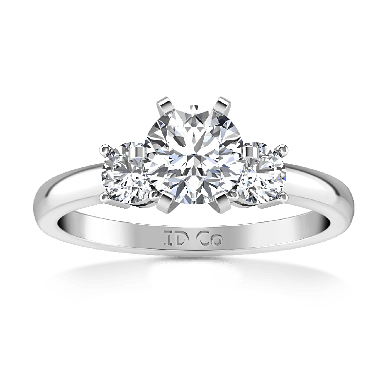 Gothic - Style Women's Rings with Black Onyx and Silver SkullsRound Diamond Three Stone Engagement Ring Talia 14K White Gold Gothic - Style Women's Rings with Black Onyx and Silver SkullsRound Diamond Three Stone Engagement Ring Talia 14K White Gold
