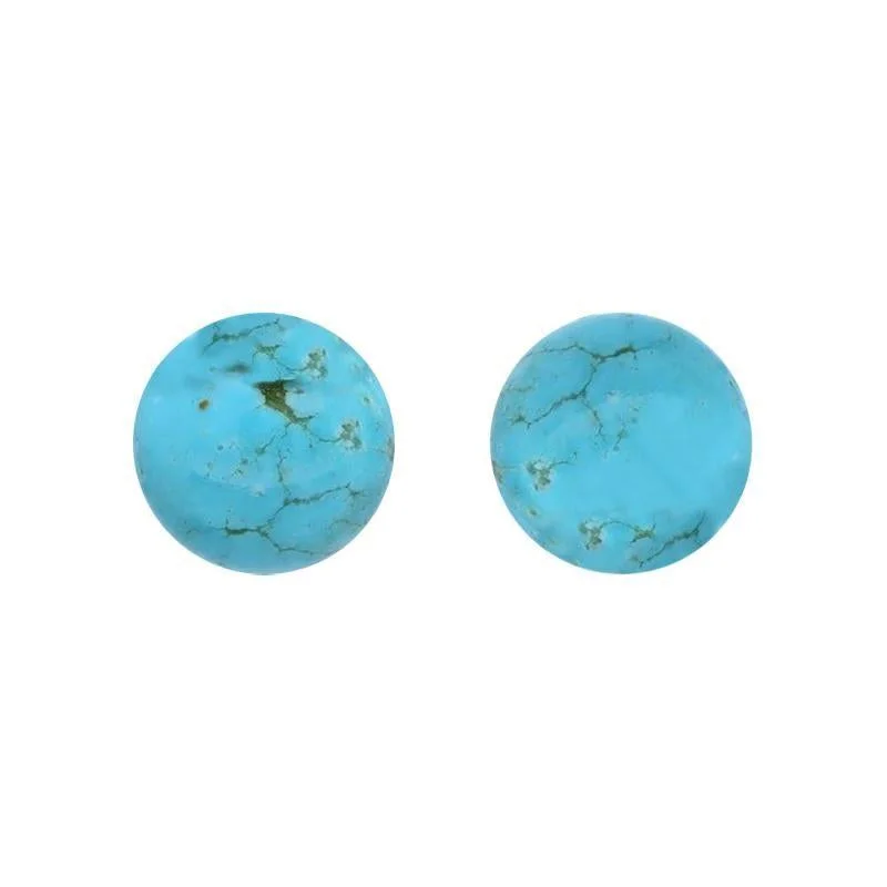 White Gold Turquoise 6mm Ball Stud Earrings
